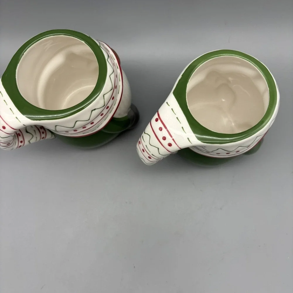 Pottery Barn Festive Gnome Mug Holiday Christmas‎ Green Set Of 2